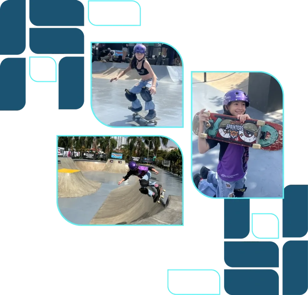 Imagens da Alice nos treinos de Skate